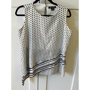 Michael Tyler Womens Sleeveless Tunic Top Shirt Black White Layers Medium Blouse